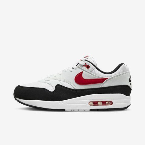 Оригинальные мужские кроссовки Nike Air Max 1 "White / Pure Platinum / Black / University Red" (FD9082-101) FD9082-101 фото
