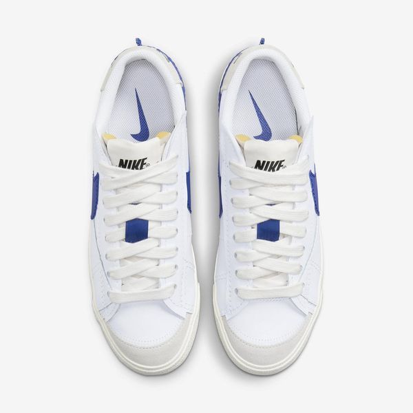 Оригінальні чоловічі кросівки Nike Blazer Low '77 Leather Jumbo "White / Old Royal / Light Bone" (DQ8768-100) DQ8768-100 фото